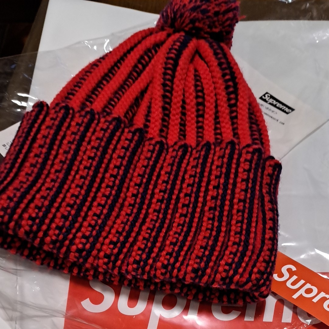 オックスフォードブルー Supreme Contrast Stripe Beanie White