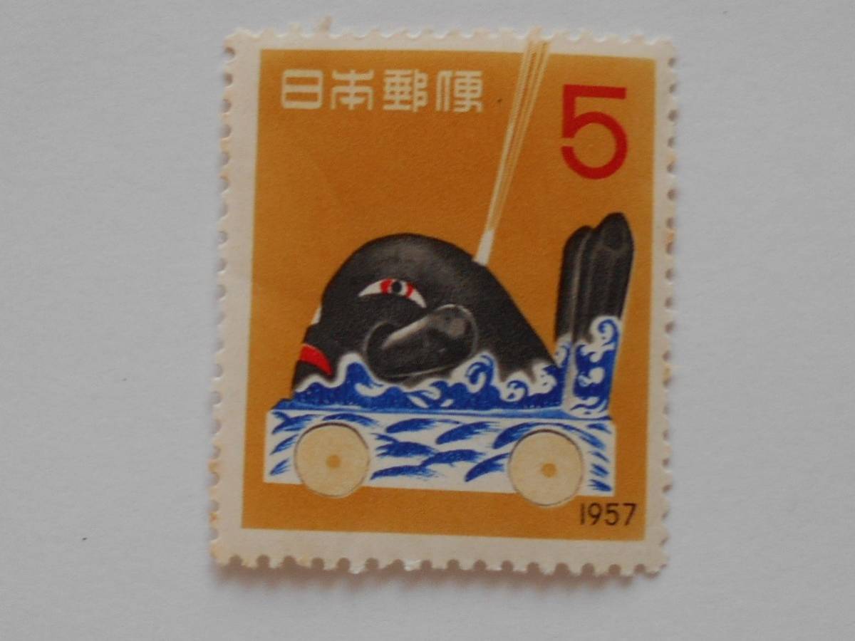 1957年年賀切手　だんじり　未使用5円切手　（1957）_画像1