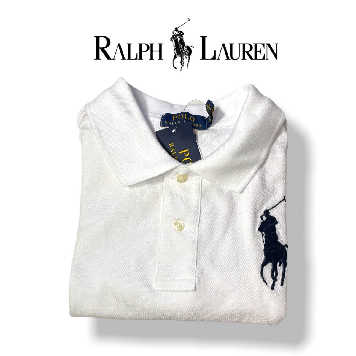 POLO RALPH LAUREN(ポロ ラルフローレン)ポロシャツ 半袖 鹿の子 ボーイズサイズ XLビッグポニー 白