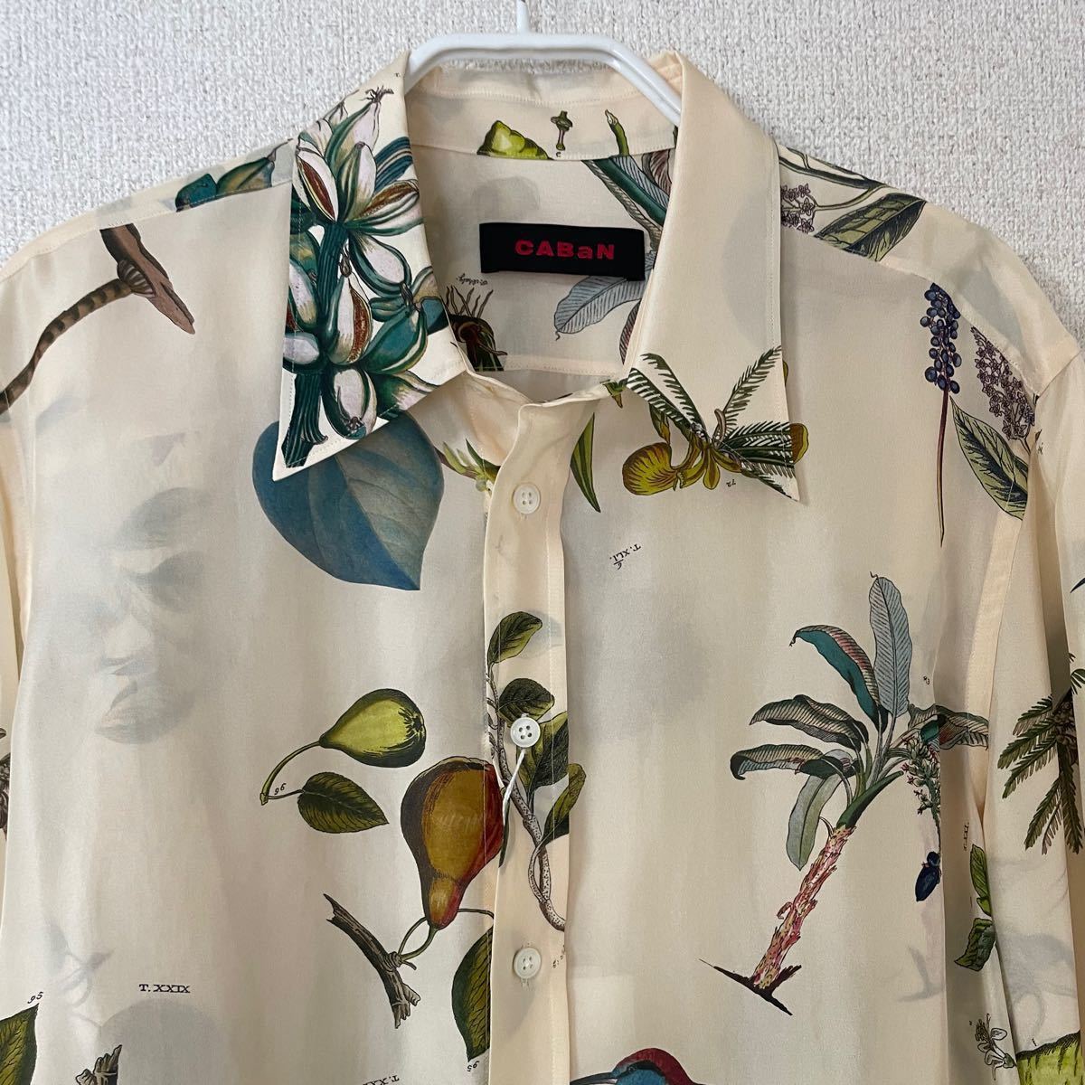 新品 CABaN キャバン シルク ボタニカルプリントシャツ ホワイト | www