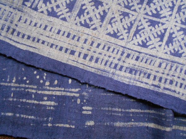 手織麻布100x 28cm no.66　HEMPぬの　ラオスモン族hmong　藍染めはぎれ　ロウケツ染め　batik_画像2