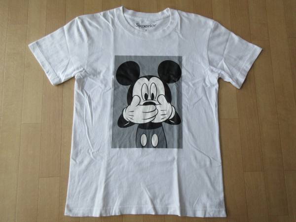 スペリオール ミッキーマウス コラボ 両面プリント入り Tシャツ S 白 ホワイト Disney ディズニー Superior Mickey Mouse 半袖 カットソー/_コラボ・両面プリント入り・Tシャツ表面