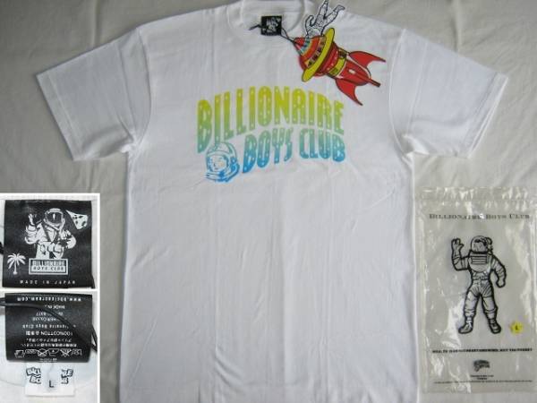 ★新品 BILLIONAIRE BOYS CLUB ビリオネアボーイズクラブ 半袖Tシャツ L 白 グラデーションプリント 日本製 ファレル・ウィリアムス NIGO★