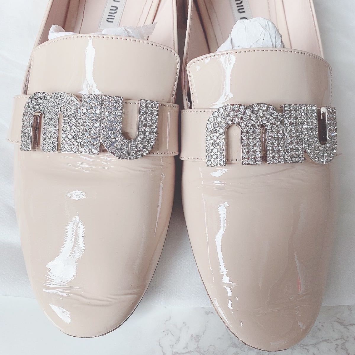 miumiu ミュウミュウ ロゴ パンプス サンダル クリスタル