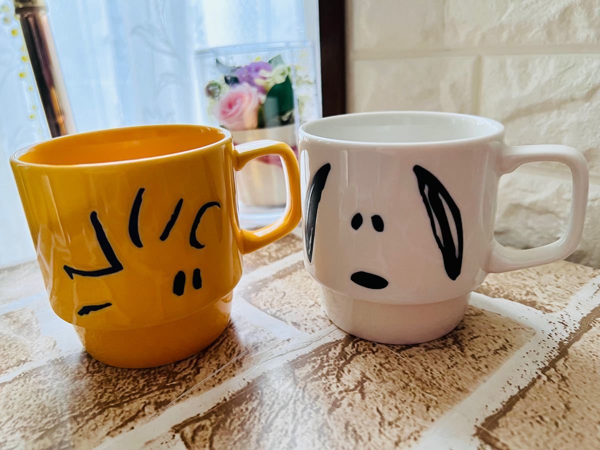 【PEANUTS】SNOOPY スヌーピー＆ウッドストック スタッキング マグ カップ Yamaka