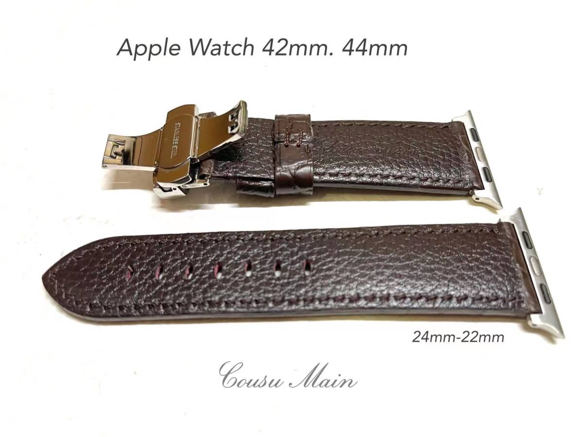 アップルウォッチ applewatch series7,6,SE,5,4,3,2,1 42mm44mm45mm クロコダイル （アダプター 22mmＤバックル 取付工具セット）S214_画像2