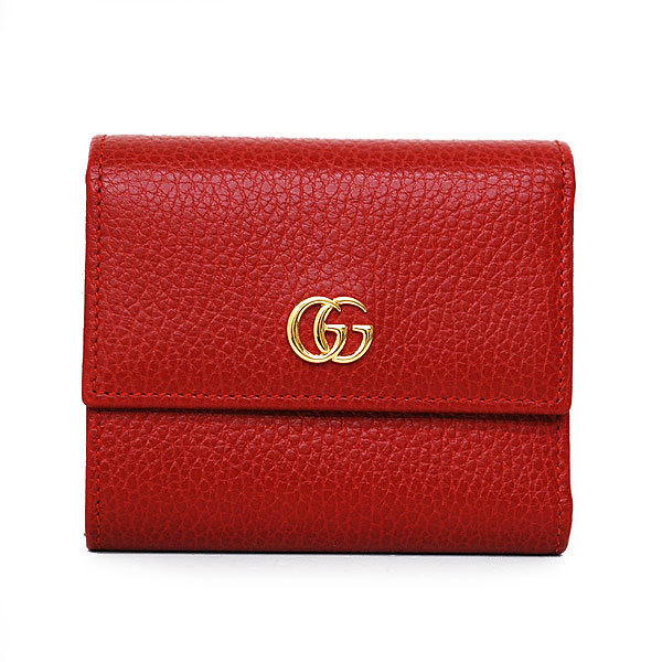 【送料無料】【本物】美品★GUCCI グッチ★GGマーモント三つ折り財布★コンパクトウォレット★524672★カーフレザー★レッド★レディース_画像3