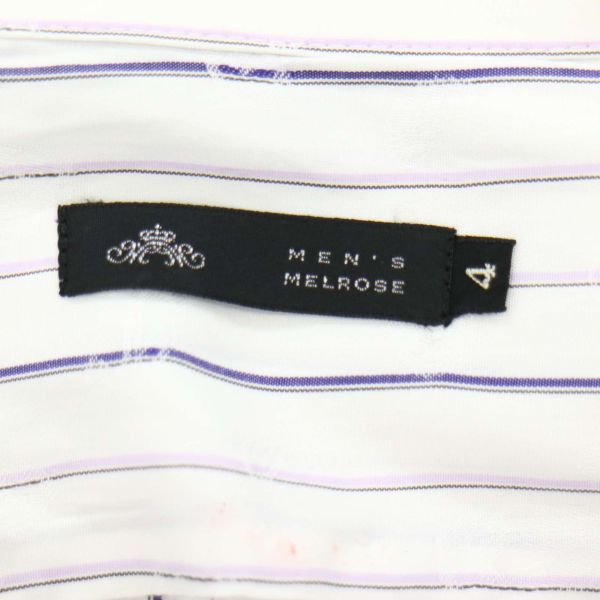 MEN'S MELROSE メンズメルローズ 春夏 半袖★ ストライプ シャツ Sz.4　メンズ 白 カジュアル 日本製　C2T06533_7#A_画像5