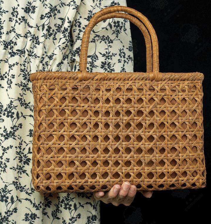 美品☆国内希少!手作り美品 山葡萄かごバッグ 手編み山葡萄籠バッグ