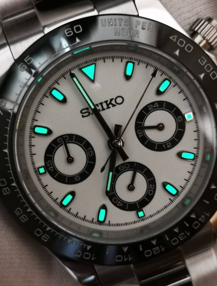 1円~ SEIKO カスタム デイトナ パンダ文字盤 modセイコー vk63
