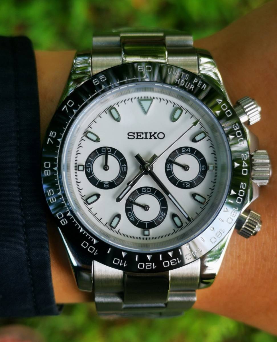 1円~ SEIKO カスタム デイトナ パンダ文字盤 modセイコー vk63