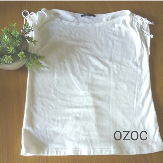 □ozoc/オゾック　白　カットソー　フレンチ袖　M　 4-30