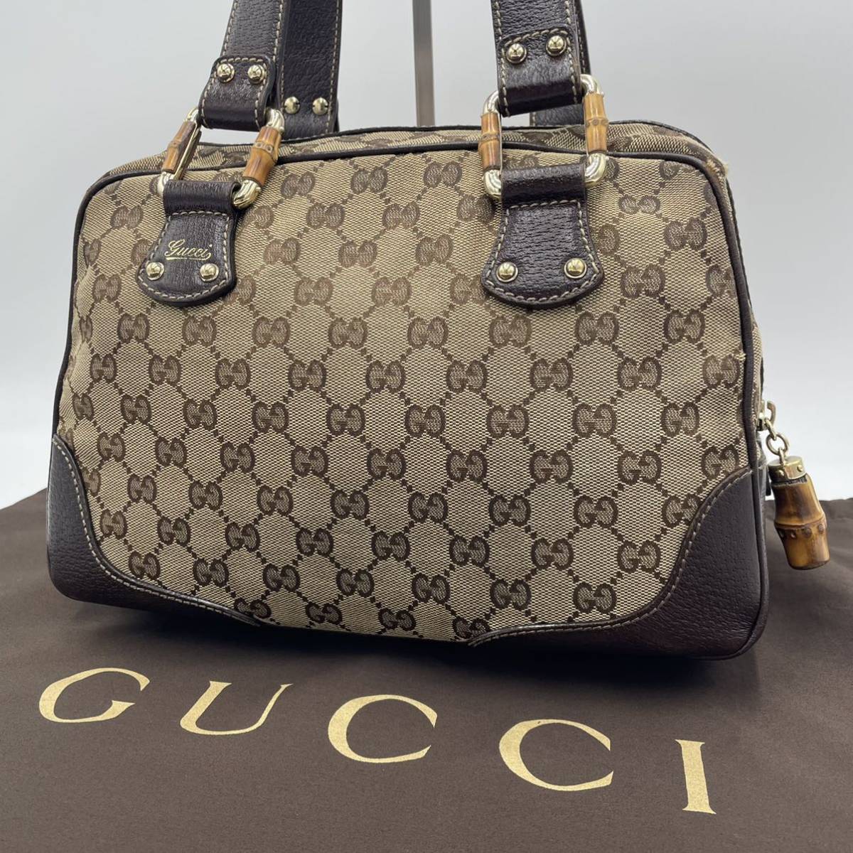 1円 GUCCI グッチ バンブー バンブーバー GG柄 キャンバス レザー