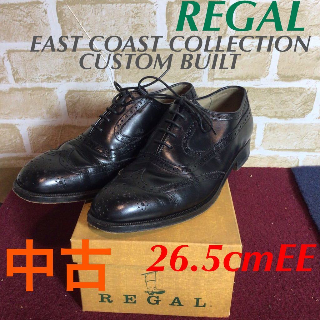 【売り切り!送料無料!】A-208 REGAL!EAST COAST COLLECTION!CUSTOM BUILT!ウイングチップ!26.5cmEE!レースアップ!ブラック!中古!箱あり!_25.5となります。