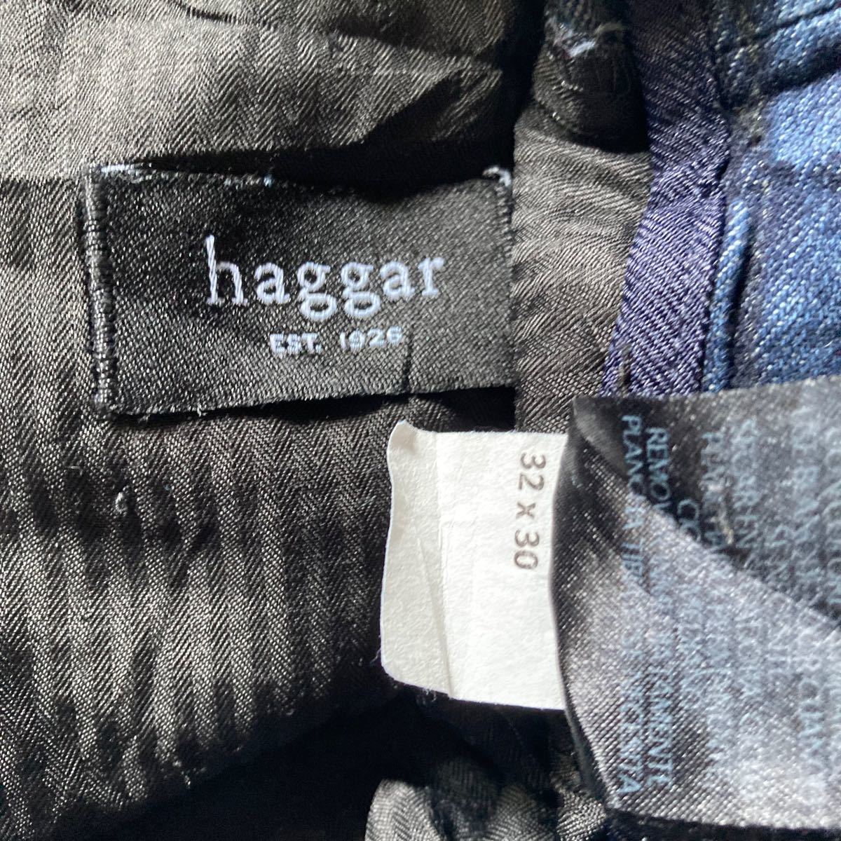 90s メキシコ製 haggar ツータック インディゴ デニム スラックス　パンツ　アイビー　オールド　ビンテージ　濃紺