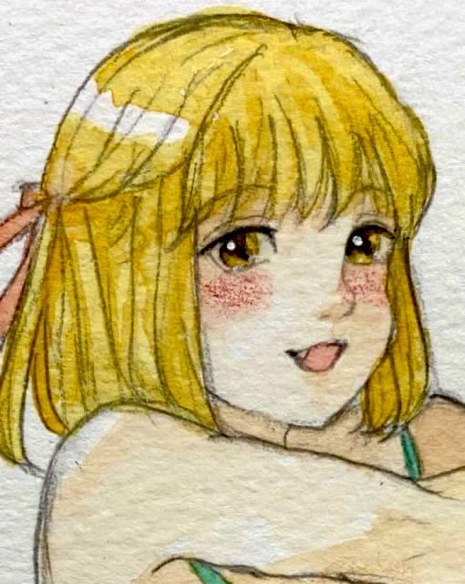 手描きイラスト オリジナル あそぼ アナログ 夏 水彩画 水着の女の子 かわいい 夏 手描きイラスト オリジナル あそぼ アナログ 夏 水彩画 水着の女の子 かわいい 夏