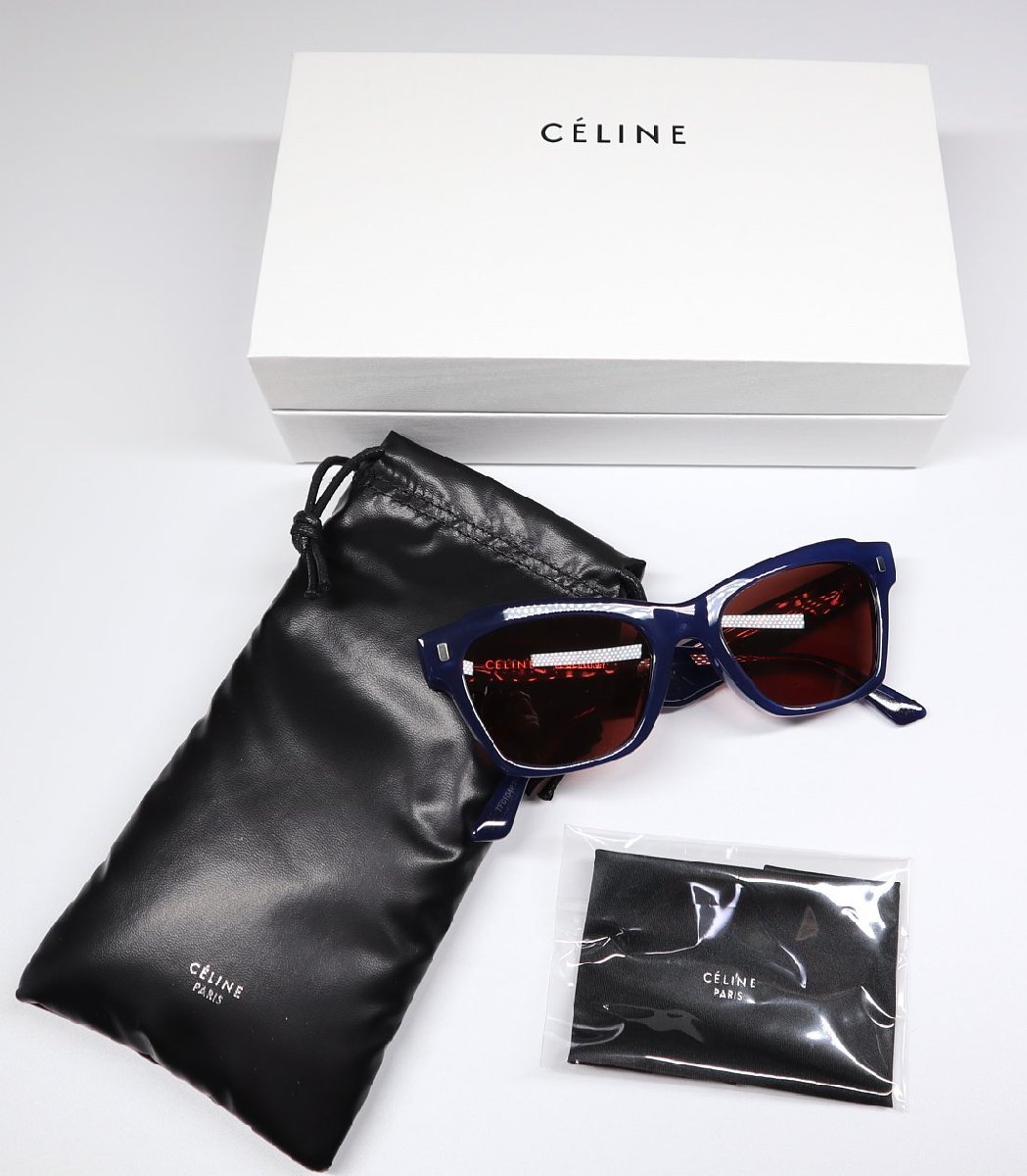 【オンラインショップ】 65%OFF◆エレガントでラグジュアリーな美しさ!【 CELINE / (仏 】知的キリリなウェリントン型 サングラス 青紺 / ユニセックス セル、プラスチックフレーム 【オンラインショップ】 65%OFF◆エレガントでラグジュアリーな美しさ!【 CELINE / (仏 】知的キリリなウェリントン型 サングラス 青紺 / ユニセックス セル、プラスチックフレーム