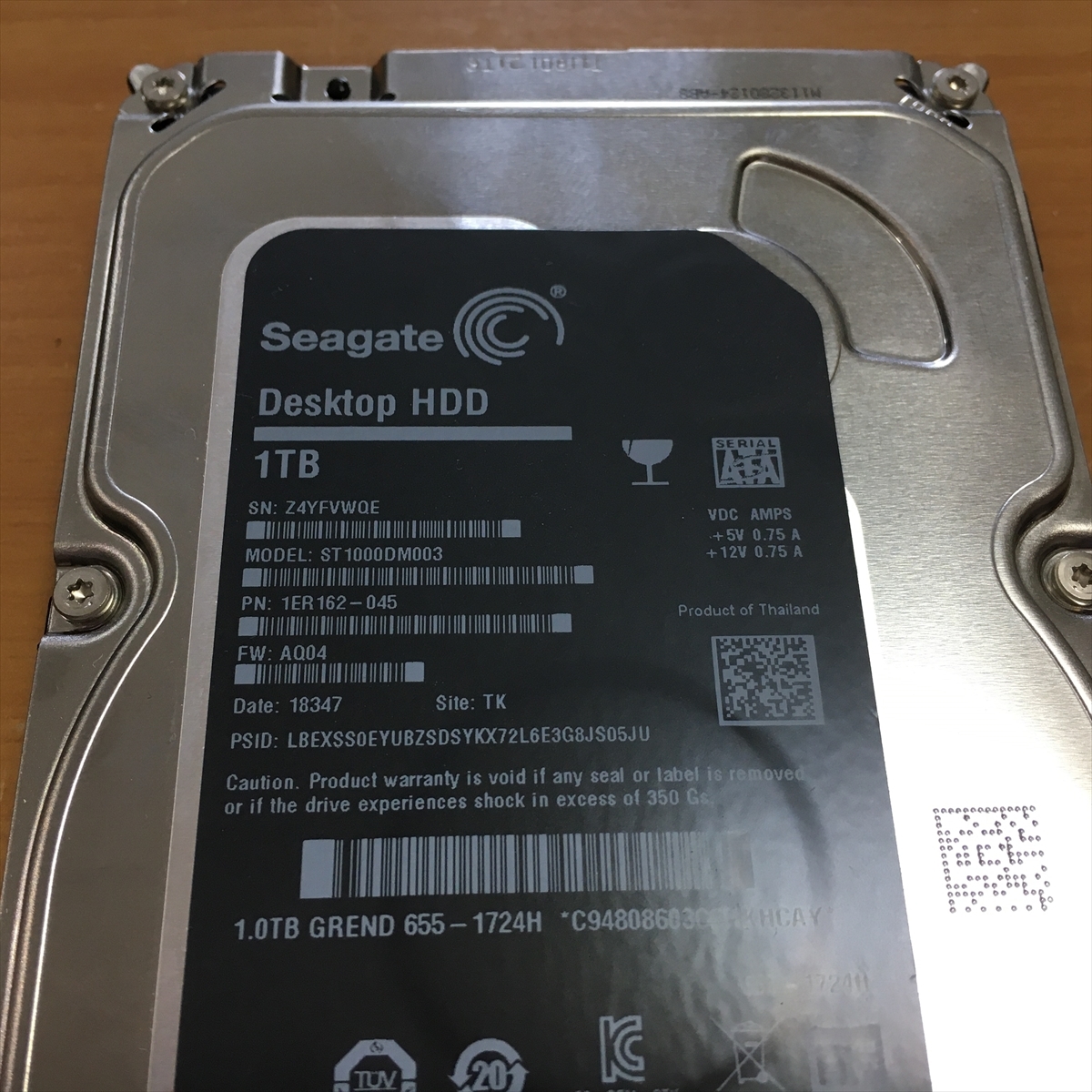 6)正常品 Seagate 3.5インチ HDD 1TB (1000GB) 7200rpm 使用時間 19208時間_画像4