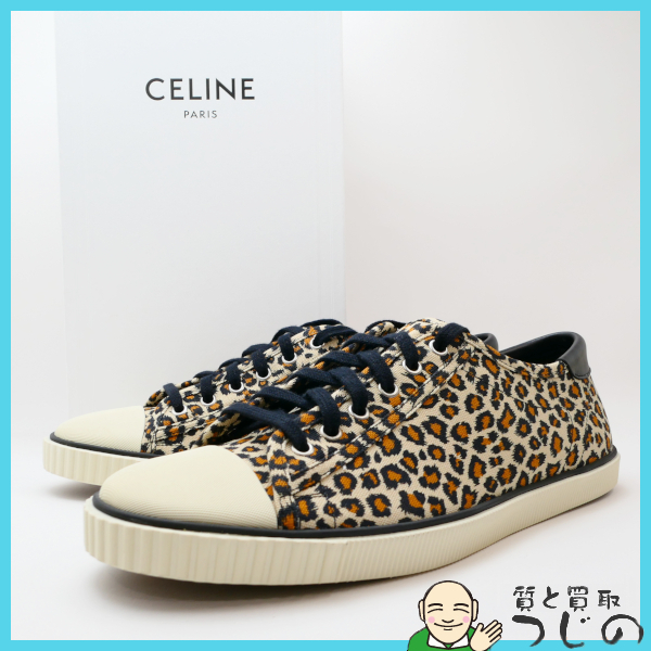 CELINE ローカットスニーカー 45 未使用に近い レオパード キャンバス