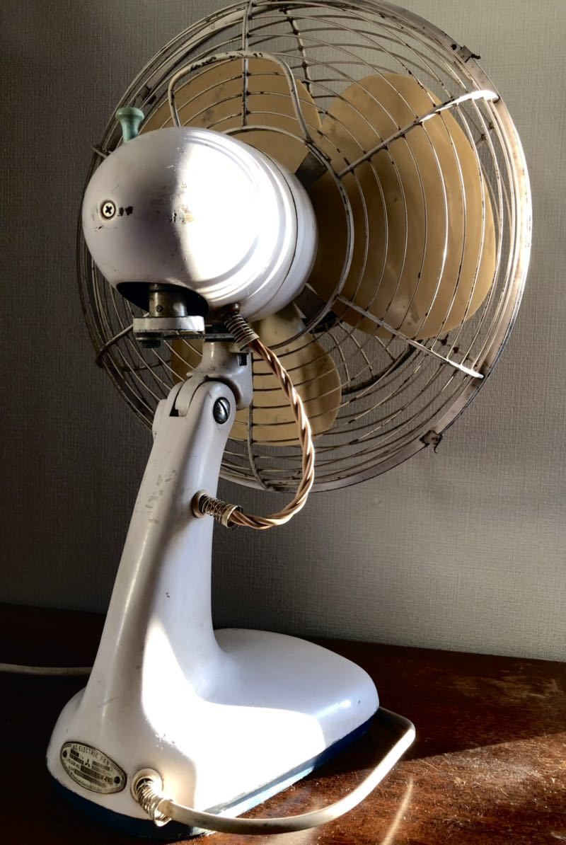* Showa Retro Mitsubishi Electric A.C. DESK FAN DM-12GD secondhand goods *H approximately 51cm* wistaria color * old 