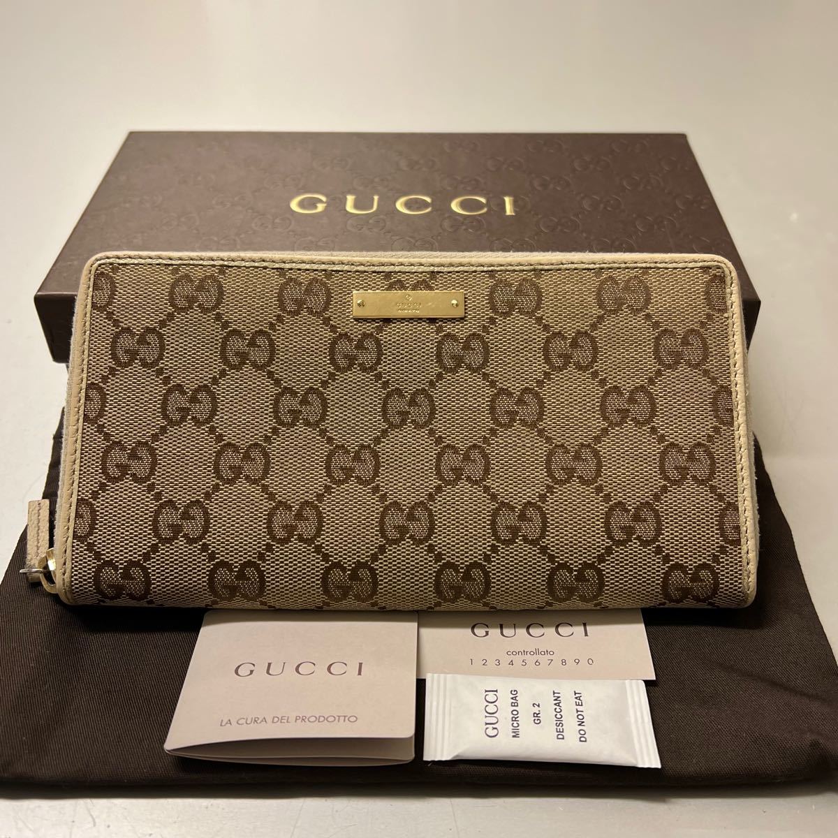 新品同様 グッチ GUCCI 財布 長財布 GGキャンバス ラウンドファスナー