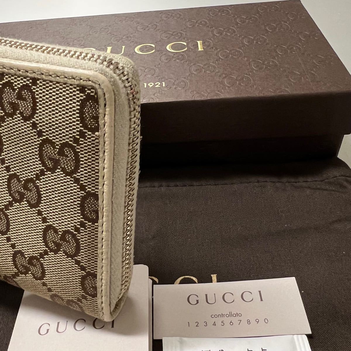 新品同様！　グッチ　GUCCI 財布　長財布　GGキャンバス　ラウンドファスナー