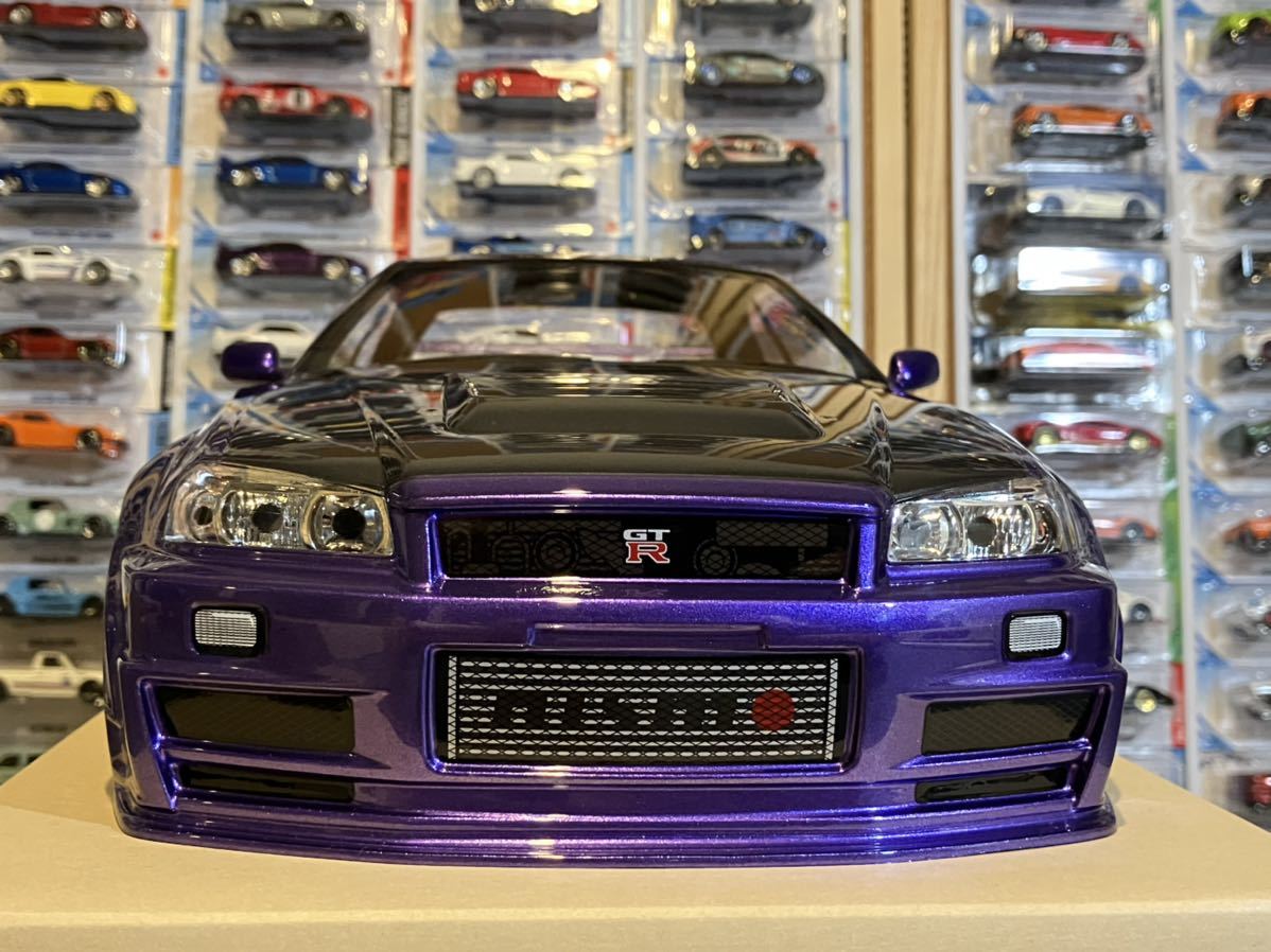 タミヤ ラジコン 日産スカイラインGT-R R34 塗装済 スペアボディ 紫 