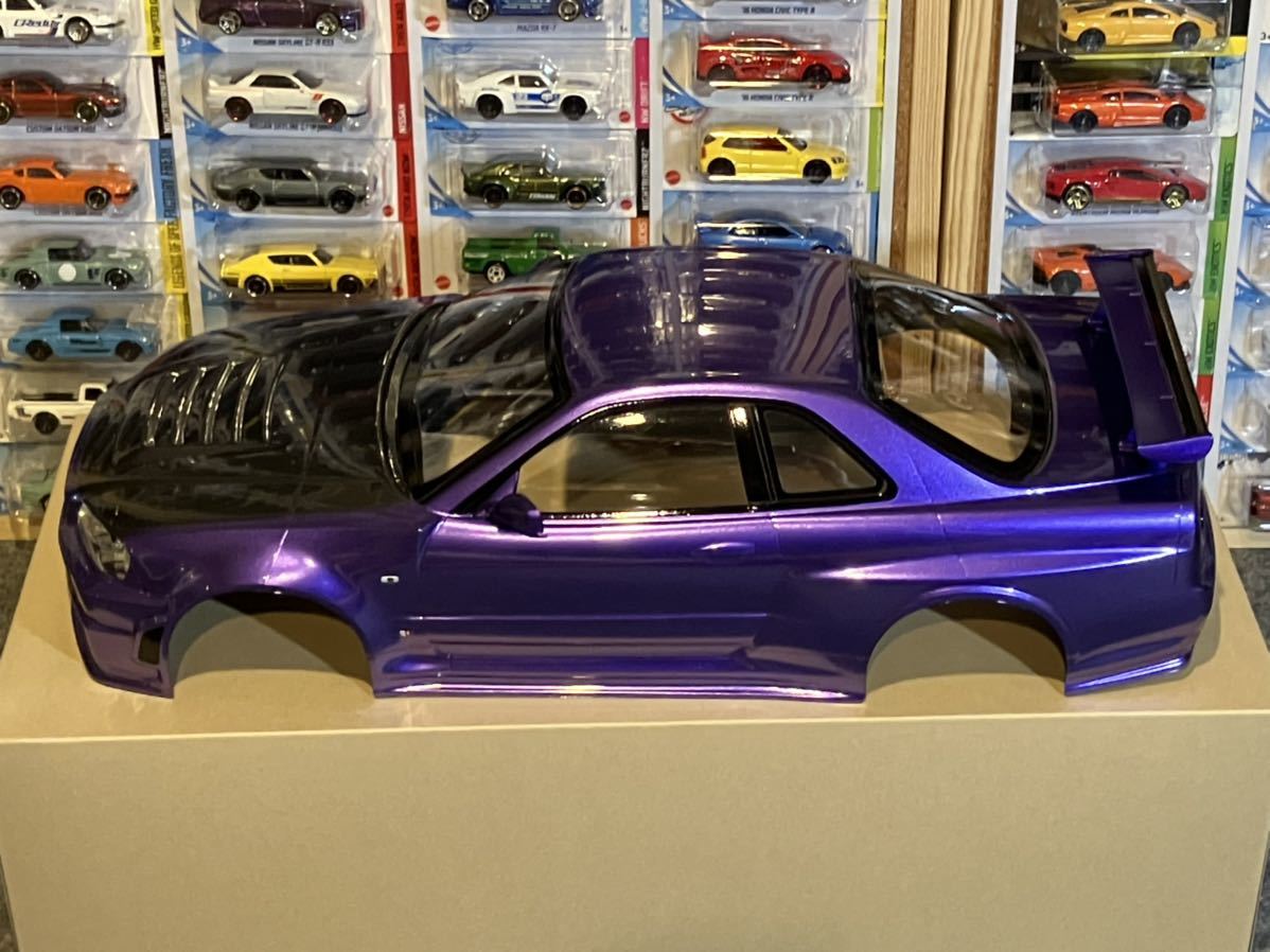 タミヤ ラジコン 日産スカイラインGT-R R34 塗装済 スペアボディ 紫 