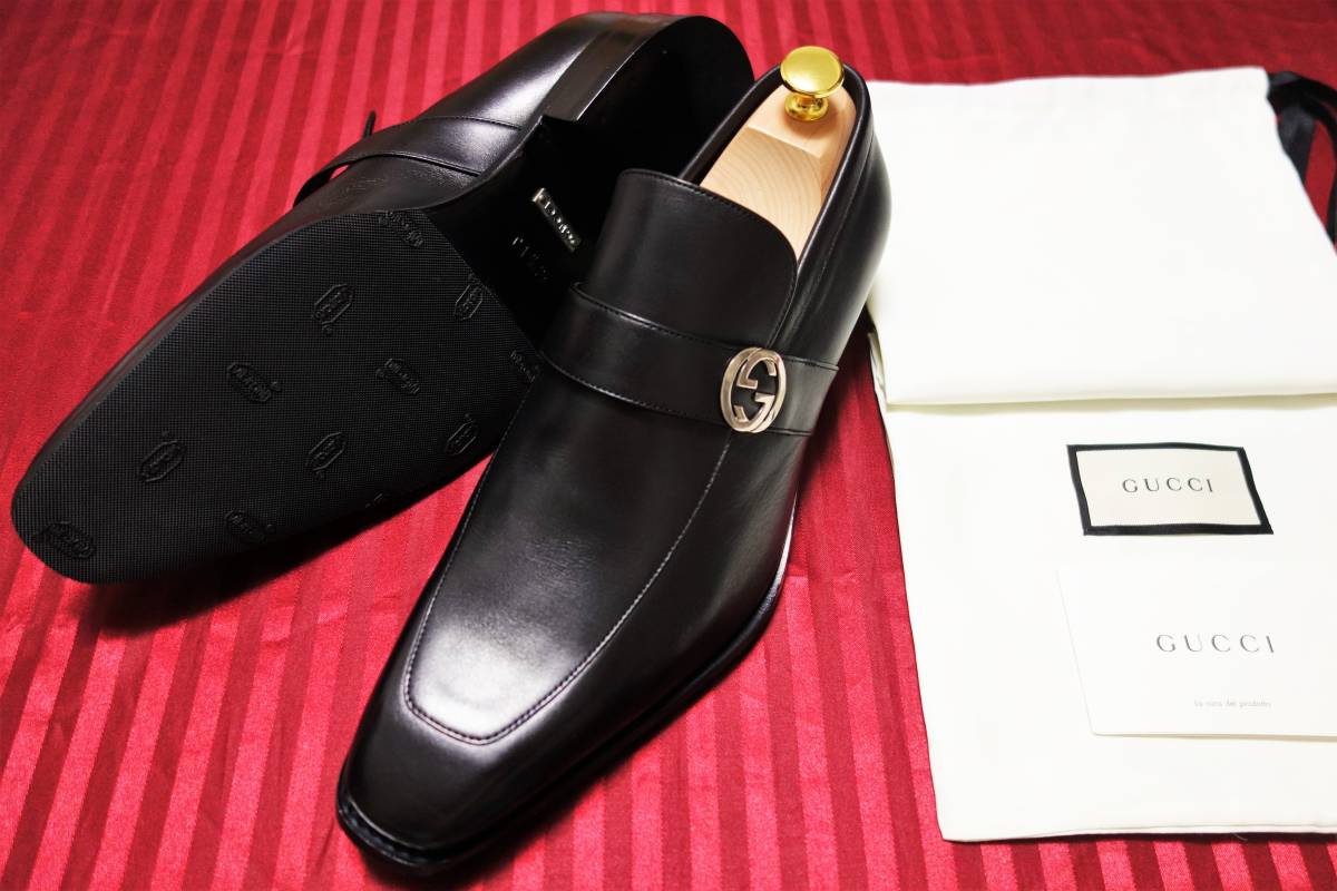 希少 定価11万】GUCCI インターロッキングG レザー ローファー-
