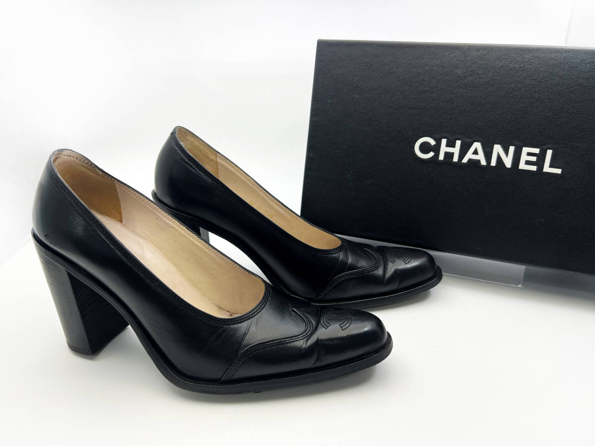 ☆箱付き CHANEL シャネル ココマーク レザー パンプス ヒール サイズ