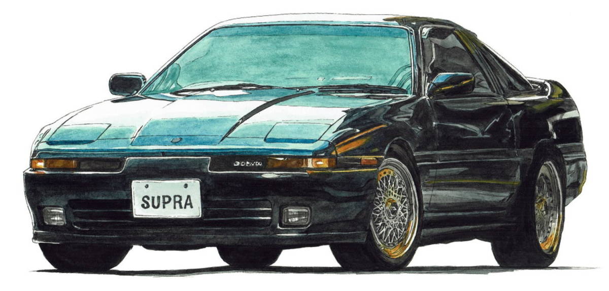 NC-975 TOYOTAスープラ3.0GT/RZ・NC-976スープラ3.0GT限定版画300部 直筆サイン有 額装済●作家 平右ヱ門 希望ナンバーをお選びください_TOYOTA スープラ 3.0GT ターボ Lim 1988