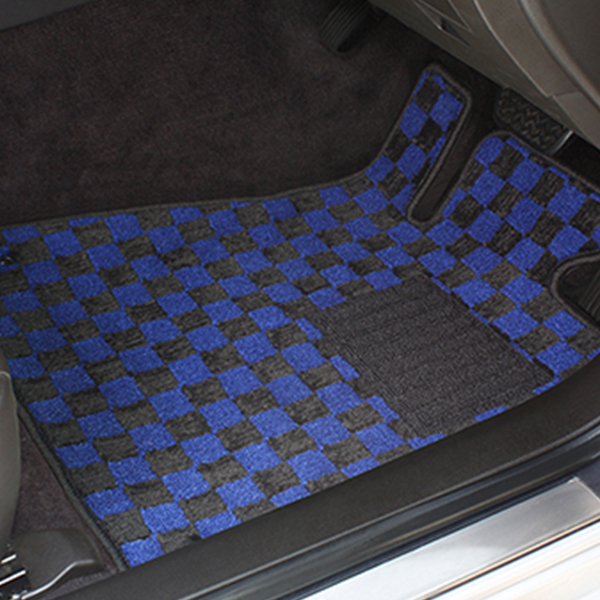 フロアマット デラックス タイプ チェック・ブルー VW ニュービートル H11/09-H22/11 左ハンドル