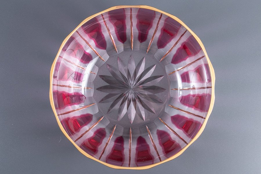 硝子】『 河上恭一郎 (千澄子好書付) ホヤグラス菓子鉢「常夏