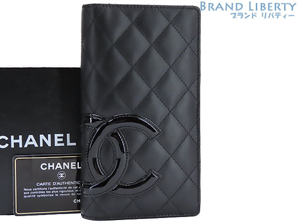 シャネル CHANEL カンボンライン ココマーク 二つ折り長財布 ブラック
