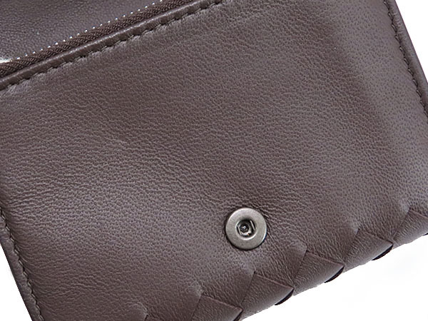 未使用 ボッテガ ヴェネタ イントレチャート ナッパ 三つ折りウォレット 三つ折り財布 コンパクト財布 エバノ ダークブラウン 533451 10