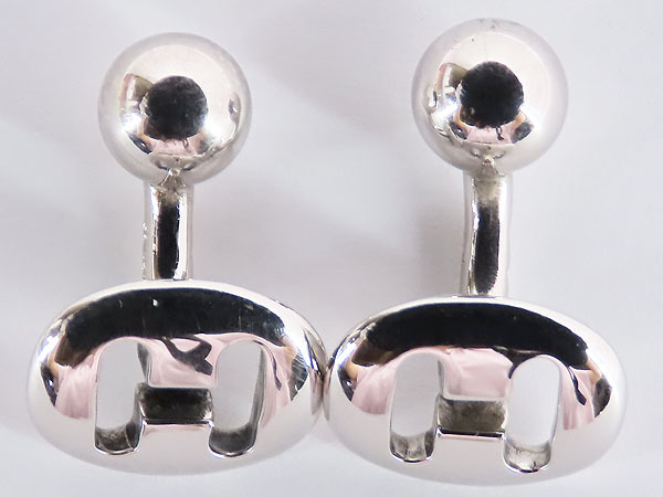 美品 エルメス Hロゴ カフス カフスボタン カフリンクス シルバー925