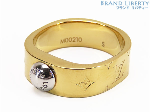 美品 ルイヴィトン バーグ ナノグラム リング 指輪 ゴールド メタル M00210