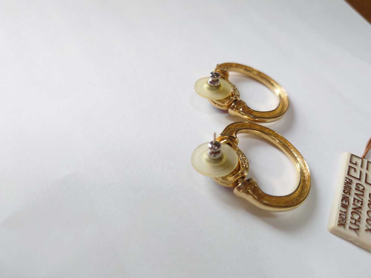 GIVENCHY Givenchy color stone earrings Circle design Gold color beautiful goods rare large ..