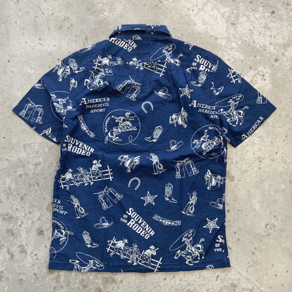 Sサイズ 22SS RRL ロデオプリント インディゴ キャンプ シャツ Sサイズ 22SS RRL ロデオプリント インディゴ キャンプ シャツ