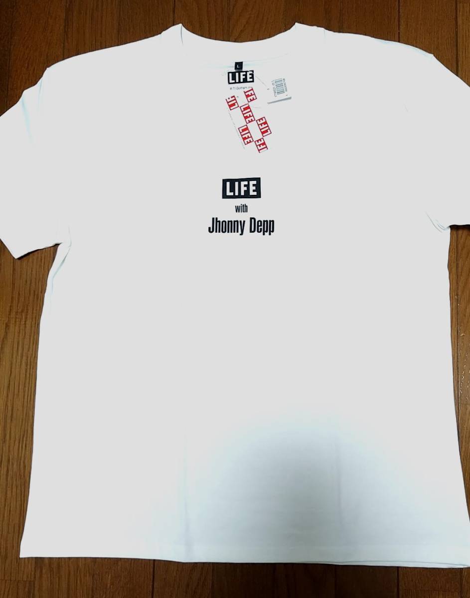 ★新品未使用 レア ジョニー・デップ Johnny Depp LIFEマガジン Tシャツ Lサイズ 白★の画像1
