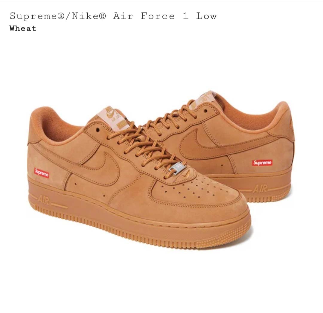 国内正規品 新品未使用 Supreme nike air force 1 Wheat 29cm