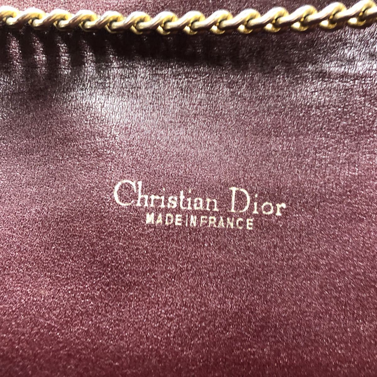 1円【極美品】 Christian Dior ショルダーバッグ トロッター柄 チェーン ゴールド金具 ディオール ポシェット ボルドー キャンバス レザー_画像9