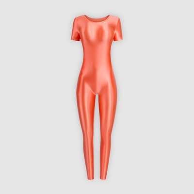 MJINM short sleeves leggings stockings whole body Uni ta-dore-tis Leotard. elasticity ultrathin material. ultra . put on. conspicuous race queen orange 