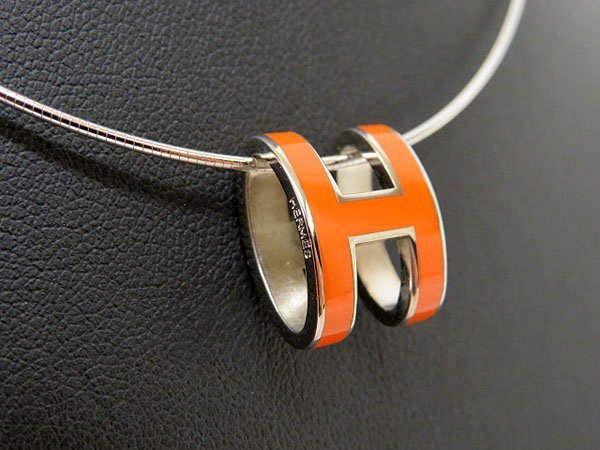 HERMES/エルメス ポップアッシュ ネックレス Hモチーフ オレンジ