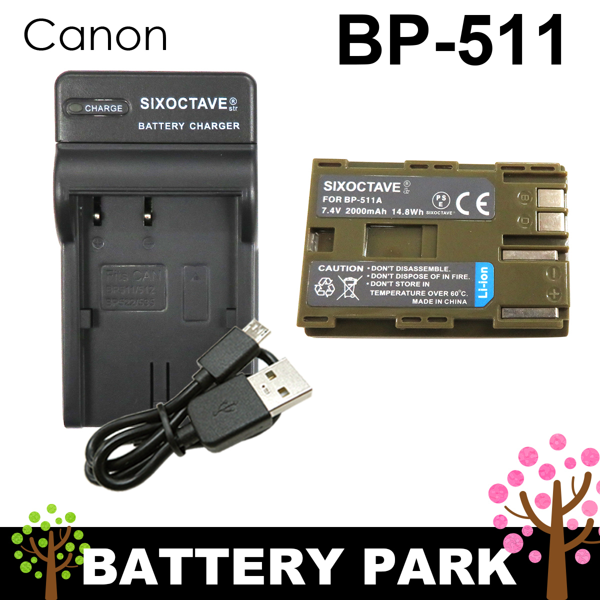 定番人気! BP-511 Canon 互換バッテリー と互換USB充電器 EOS 5D 10D 20D 定番人気! BP-511 Canon 互換バッテリー と互換USB充電器 EOS 5D 10D 20D