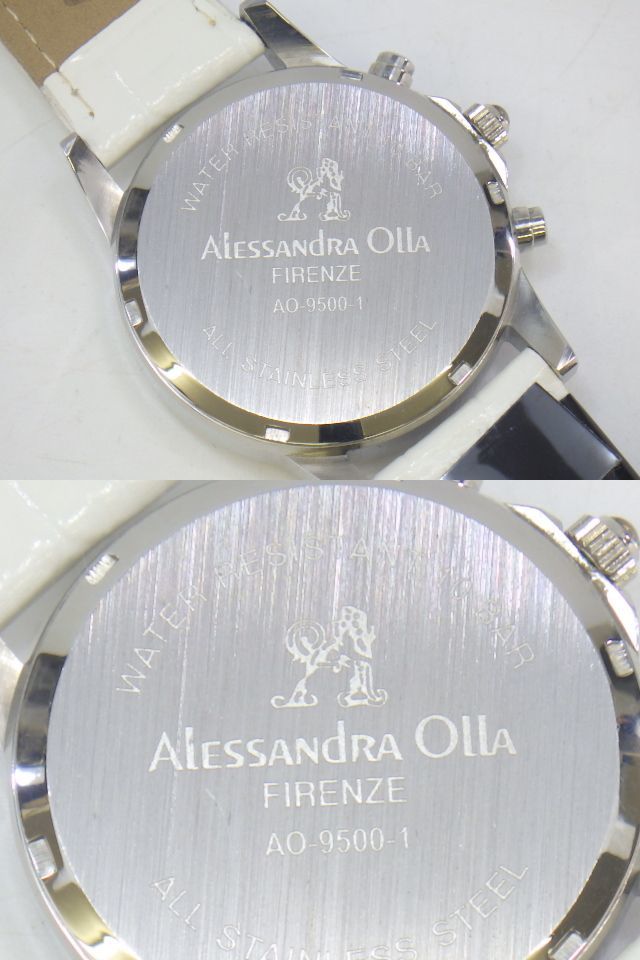 h2G058Z- 未使用 Alessandra Olla アレサンドラオーラ AO-9500-1 シェル文字盤 クロノグラフ 腕時計 不動_画像8