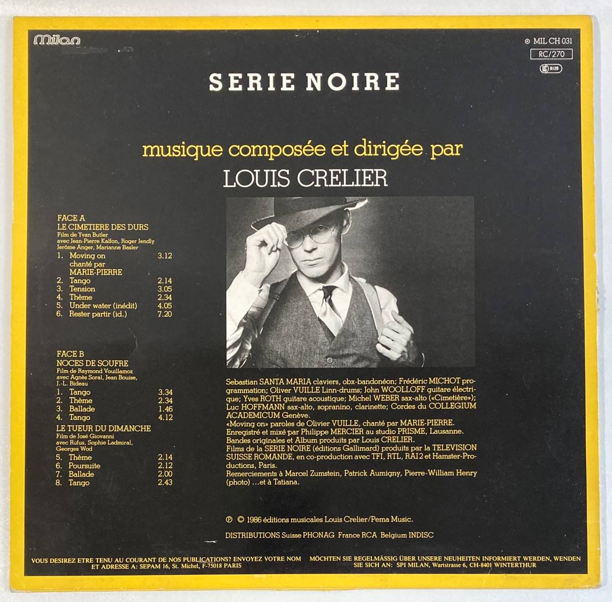 Serie Noire TVシリーズ 3エピソード分 (1984～86) ルイ・クレリエ 仏盤LP Milan CH031_画像2