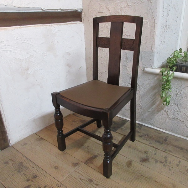 イギリス アンティーク 家具 ダイニングチェア 椅子 イス 店舗什器 カフェ 木製 オーク 英国 DININGCHAIR 4727d_画像1