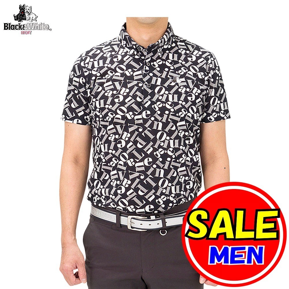 【残りわずか】 50%OFF ブラック&ホワイト Black&White 春夏モデル 半袖シャツ ボタンダウンポロシャツ 接触涼感 メンズ M ブラック&ホワイト 【残りわずか】 50%OFF ブラック&ホワイト Black&White 春夏モデル 半袖シャツ ボタンダウンポロシャツ 接触涼感 メンズ M ブラック&ホワイト