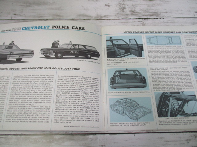 【希少】 CHEVROLET シボレー POLICE パトカー 1965 販売 カタログ パンフレット レトロ ビンテージ 旧車 外車 当時物 _画像2